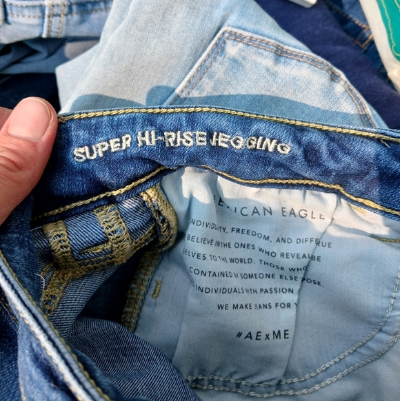 American Eagle Jegging Women Size 8 Super Hi Rise Distressed Frayed Stretch - Picture 8 of 9